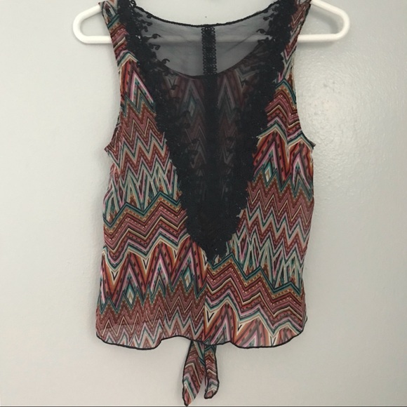 Dots Tie Front Tank Top - Picture 2 of 4